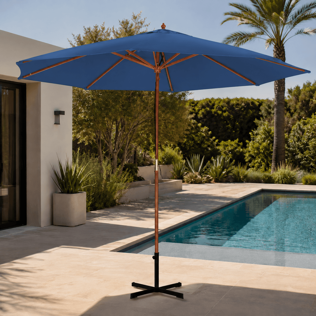 Ombrelone madeira 3m azul Mor